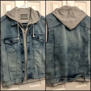 "3 FOR $20!" Sleeveless hooded denim jacket